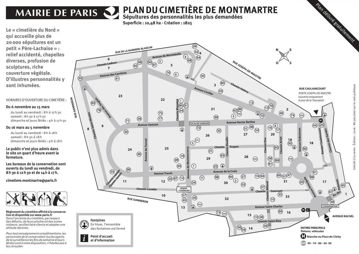 মানচিত্র Montmartre সমাধিক্ষেত্র