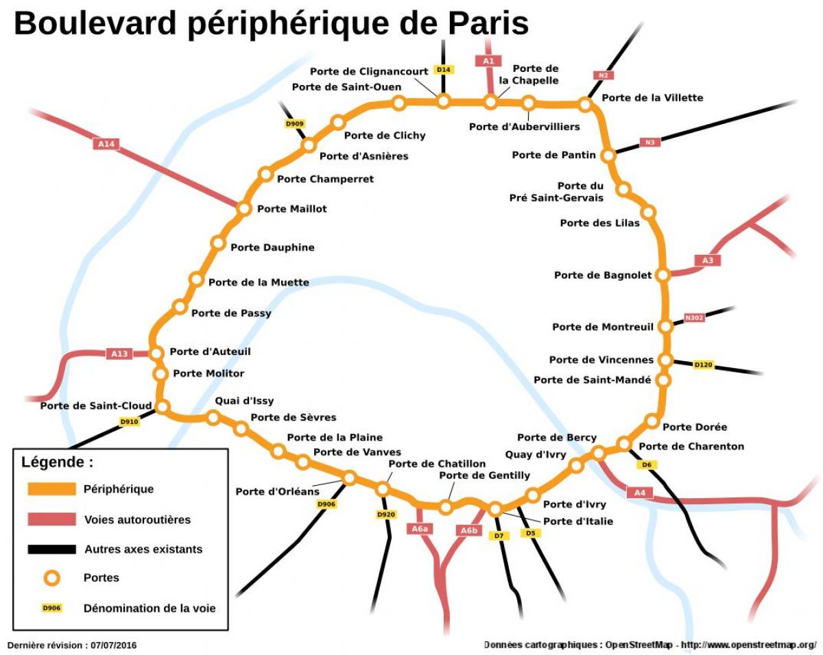 মানচিত্র Boulevard Périphérique